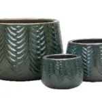 3-Piece Green Earthenware Decorative Pot Set complete set
