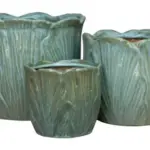 3-Piece Green Earthenware Decorative Pot Set complete set