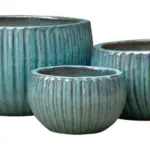 3-Piece Green Earthenware Decorative Pot Set complete set