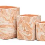 3-Piece Marble-Finish Terracotta Decorative Pot Set complete set