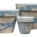 3-Piece Marble-Finish Terracotta Decorative Pot Set complete set