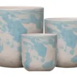 3-Piece Marble-Finish Terracotta Decorative Pot Set complete set