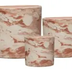 3-Piece Marble-Finish Terracotta Decorative Pot Set complete set