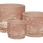 3-Piece Marble-Finish Terracotta Decorative Pot Set complete set