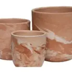 3-Piece Marble-Finish Terracotta Decorative Pot Set complete set