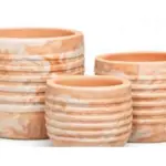 3-Piece Marble-Finish Terracotta Decorative Pot Set complete set