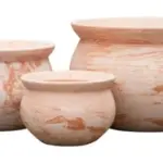 3-Piece Marble-Finish Terracotta Decorative Pot Set complete set