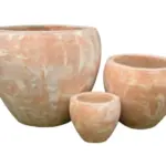 3-Piece Marble-Finish Terracotta Decorative Pot Set complete set