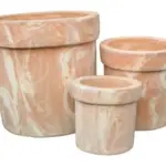 3-Piece Marble-Finish Terracotta Decorative Pot Set complete set