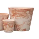 3-Piece Marble-Finish Terracotta Decorative Pot Set complete set