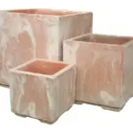 3-Piece Marble-Finish Terracotta Decorative Pot Set complete set