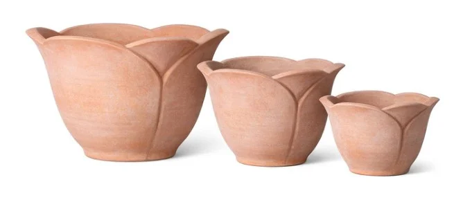 3-Piece Natural Terracotta Decorative Pot Set — Complete Set 3-Piece Natural Terracotta Decorative Pot Set complete set