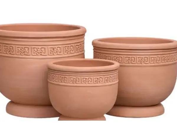 3-Piece Natural Terracotta Decorative Pot Set complete set