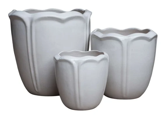 3-Piece Neutral Earthenware Decorative Pot Set complete set