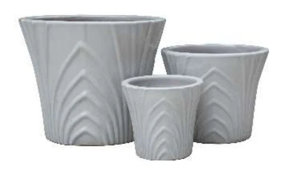 3-Piece Neutral Earthenware Decorative Pot Set complete set