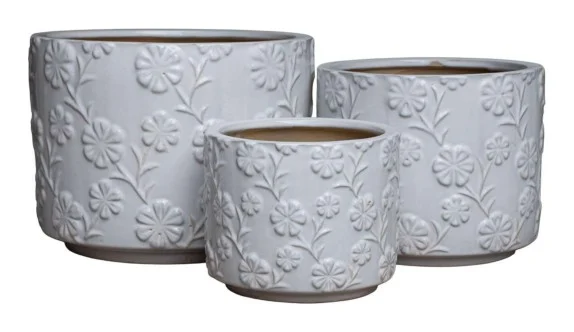 3-Piece Neutral Earthenware Decorative Pot Set complete set