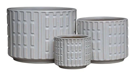 3-Piece Neutral Earthenware Decorative Pot Set complete set