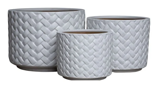 3-Piece Neutral Earthenware Decorative Pot Set complete set