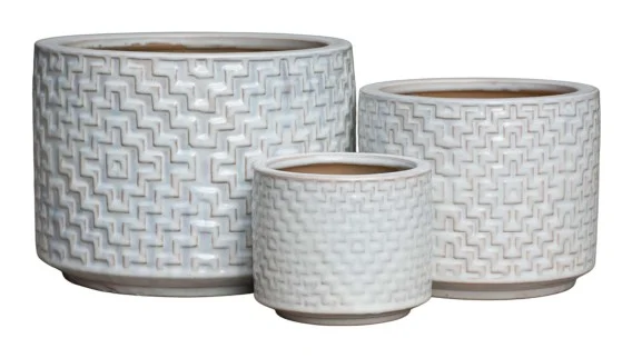 3-Piece Neutral Earthenware Decorative Pot Set complete set