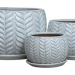 3-Piece Neutral Earthenware Decorative Pot Set complete set