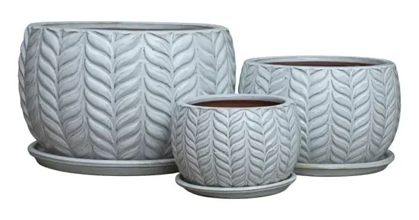 3-Piece Neutral Earthenware Decorative Pot Set complete set