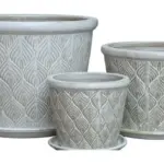 3-Piece Neutral Earthenware Decorative Pot Set complete set
