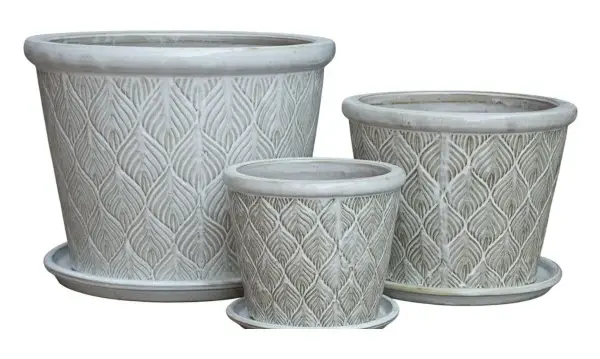 3-Piece Neutral Earthenware Decorative Pot Set complete set