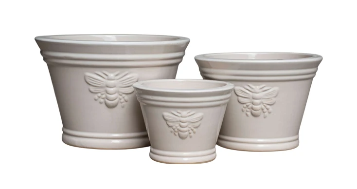 3-Piece Neutral Earthenware Decorative Pot Set — Complete Set 3-Piece Neutral Earthenware Decorative Pot Set complete set