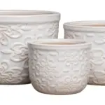 3-Piece Neutral Earthenware Decorative Pot Set complete set