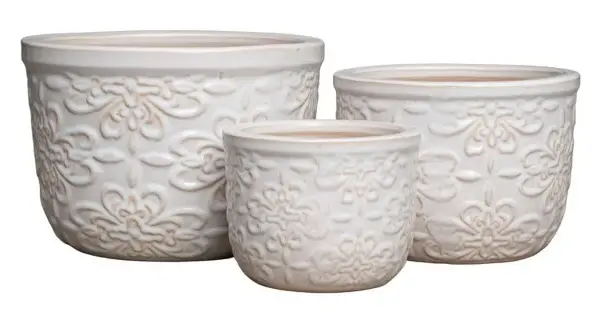 3-Piece Neutral Earthenware Decorative Pot Set complete set