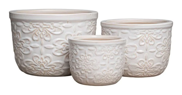 3-Piece Neutral Earthenware Decorative Pot Set — Complete Set 3-Piece Neutral Earthenware Decorative Pot Set complete set