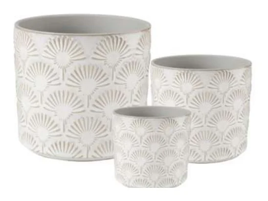 3-Piece Painted Terracotta Decorative Pot Set — Complete Set 3-Piece Painted Terracotta Decorative Pot Set complete set