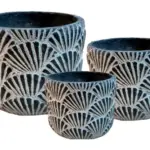 3-Piece Painted Terracotta Decorative Pot Set complete set