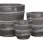 3-Piece Painted Terracotta Decorative Pot Set complete set