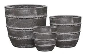 3-Piece Painted Terracotta Decorative Pot Set complete set