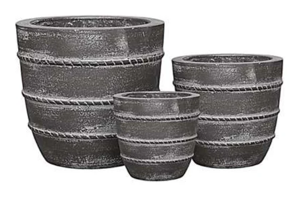 3-Piece Painted Terracotta Decorative Pot Set complete set