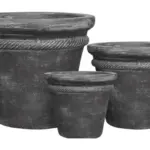 3-Piece Painted Terracotta Decorative Pot Set complete set