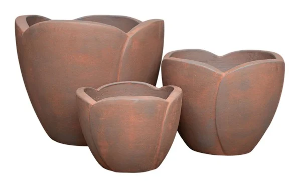 3-Piece Painted Terracotta Decorative Pot Set complete set