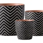 3-Piece Painted Terracotta Decorative Pot Set complete set