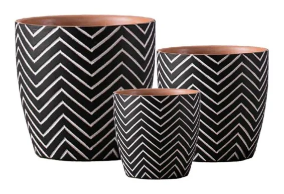 3-Piece Painted Terracotta Decorative Pot Set complete set