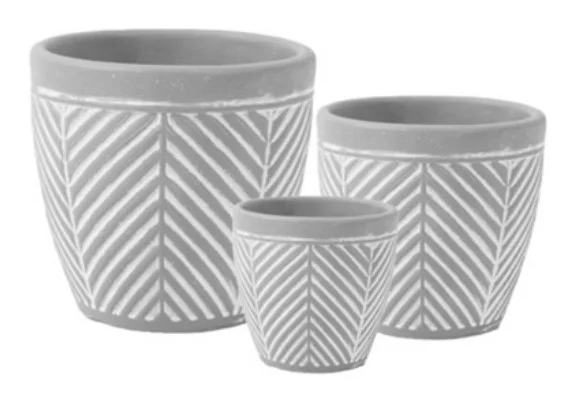 3-Piece Painted Terracotta Decorative Pot Set complete set