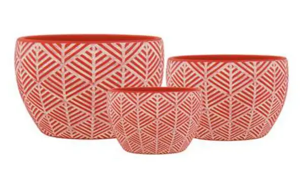 3-Piece Painted Terracotta Decorative Pot Set complete set