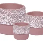 3-Piece Painted Terracotta Decorative Pot Set complete set