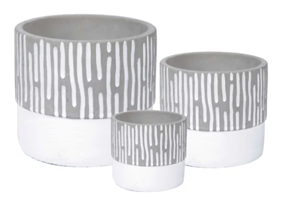 3-Piece Painted Terracotta Decorative Pot Set complete set