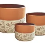 3-Piece Painted Terracotta Decorative Pot Set complete set