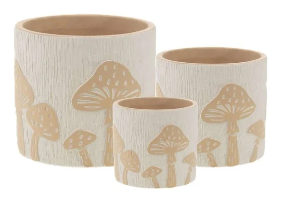 3-Piece Painted Terracotta Decorative Pot Set complete set