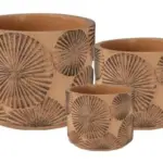 3-Piece Painted Terracotta Decorative Pot Set complete set