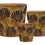 3-Piece Painted Terracotta Decorative Pot Set complete set
