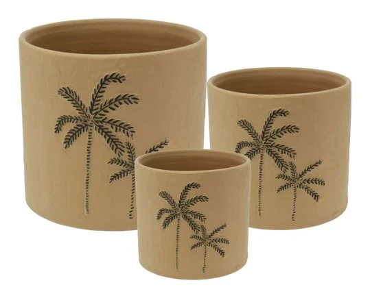 3-Piece Painted Terracotta Decorative Pot Set complete set