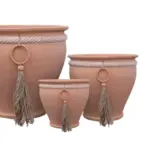 3-Piece Rope-Detail Terracotta Decorative Pot Set complete set